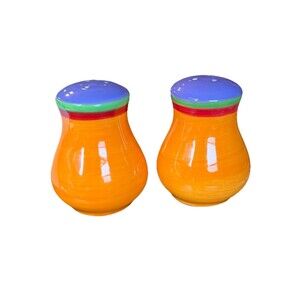 DANSK Caribe Aruba Salt & Pepper Shakers handpainted ceramic 3 1/2"